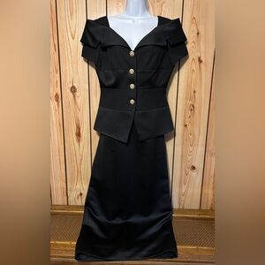 Alex Evening Dress Suit Set Women Black Blazer & Pencil Skirt Lining Size 8 USA